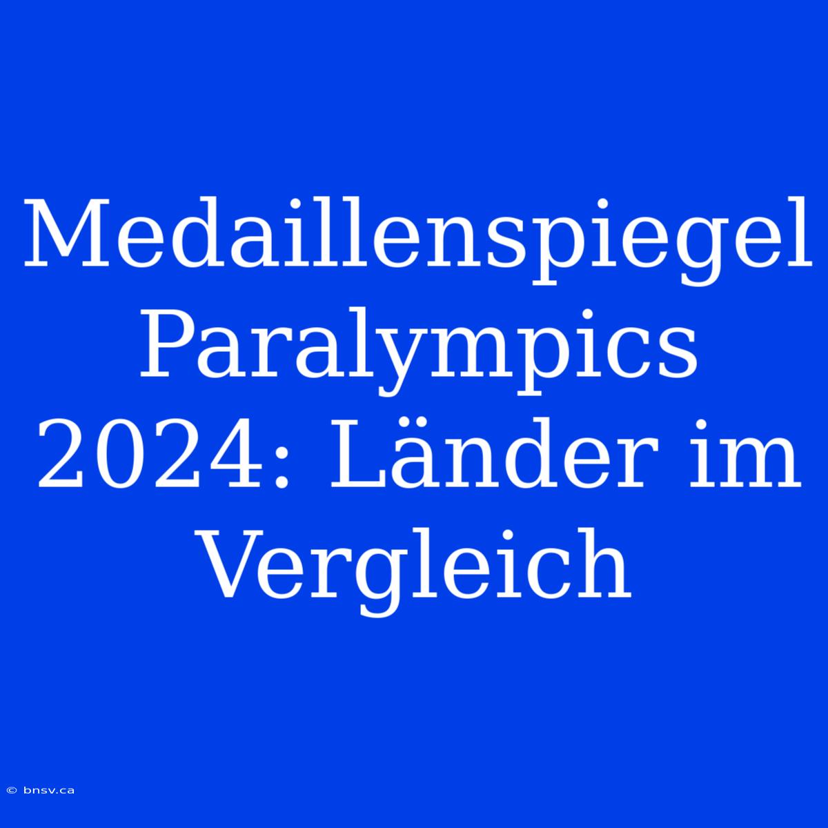 Medaillenspiegel Paralympics 2024: Länder Im Vergleich