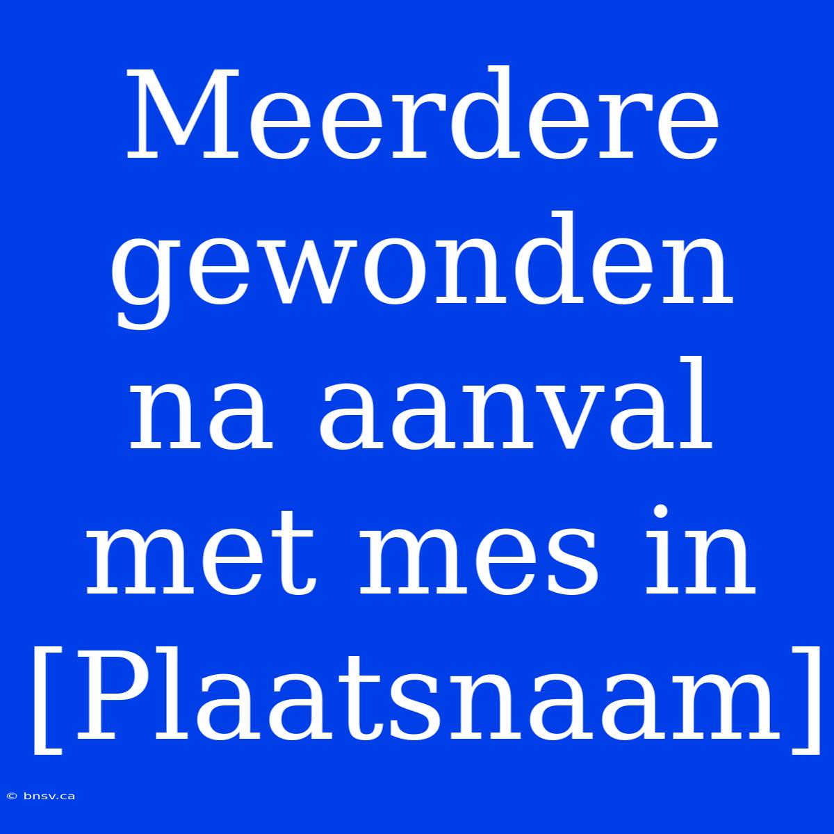 Meerdere Gewonden Na Aanval Met Mes In [Plaatsnaam]