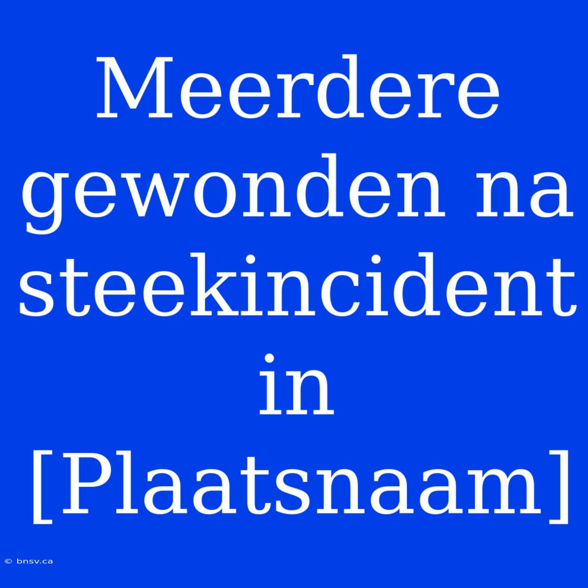 Meerdere Gewonden Na Steekincident In [Plaatsnaam]