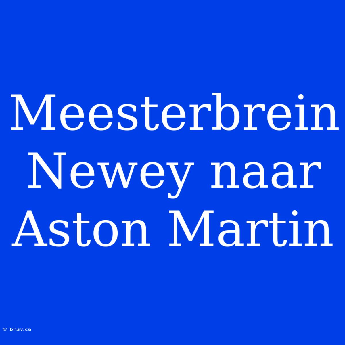 Meesterbrein Newey Naar Aston Martin