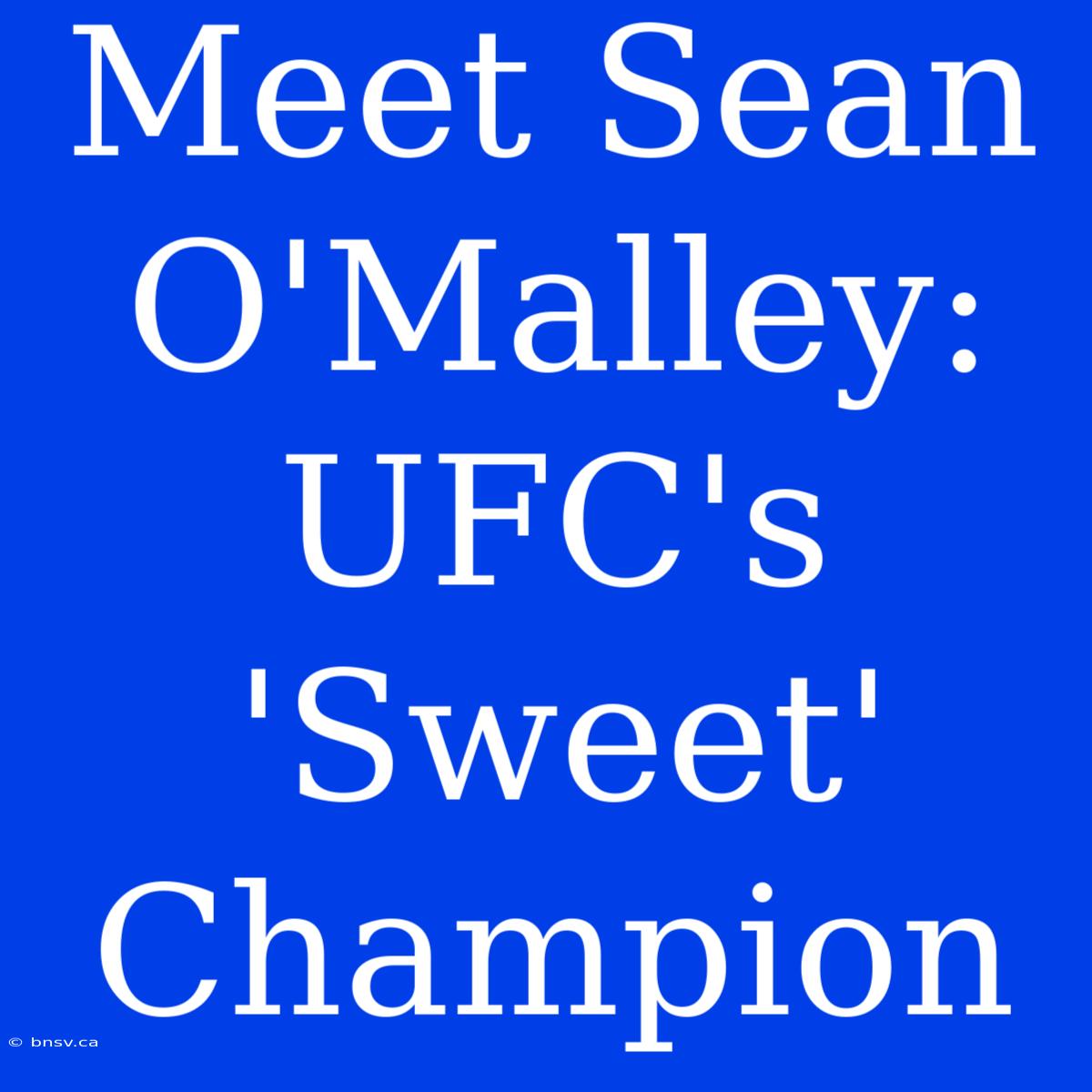 Meet Sean O'Malley: UFC's 'Sweet' Champion