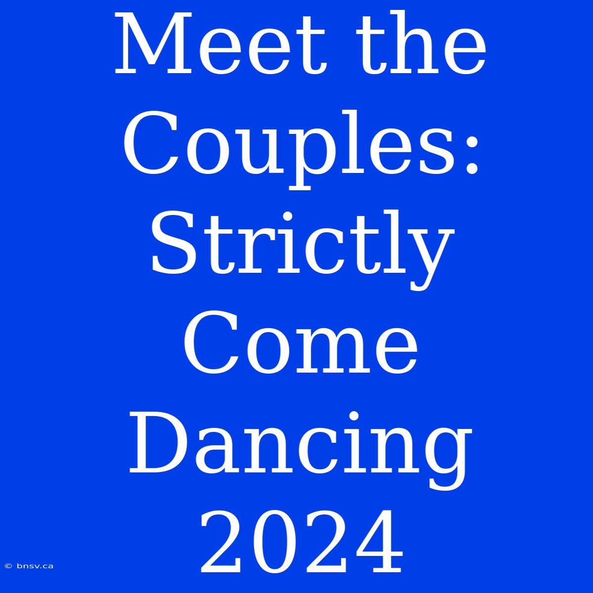 Meet The Couples: Strictly Come Dancing 2024