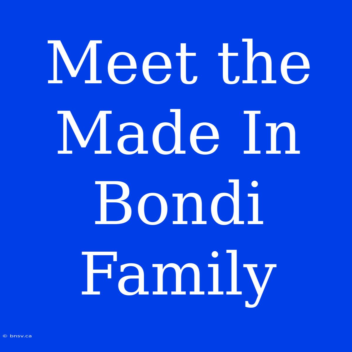 Meet The Made In Bondi Family