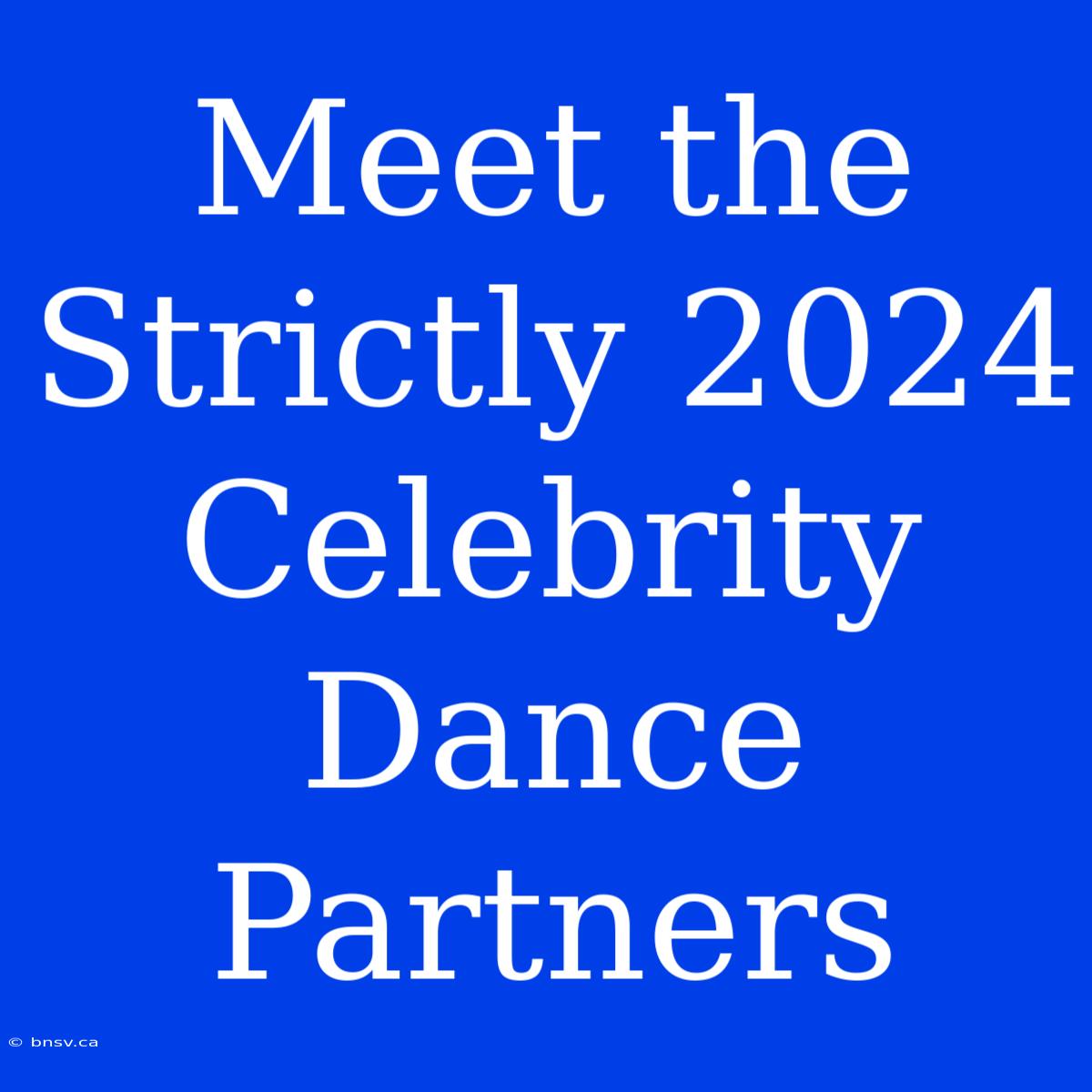 Meet The Strictly 2024 Celebrity Dance Partners