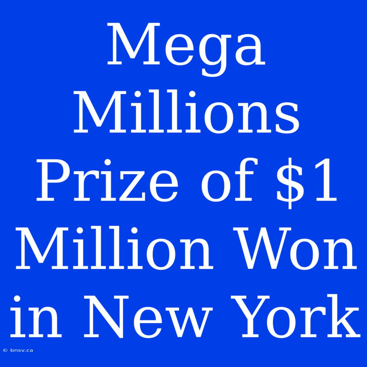 Mega Millions Prize Of $1 Million Won In New York