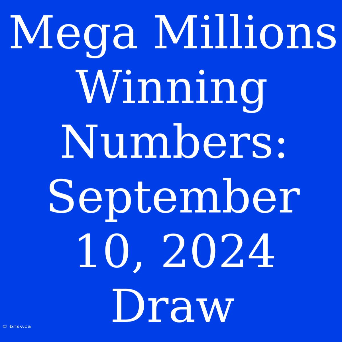 Mega Millions Winning Numbers: September 10, 2024 Draw