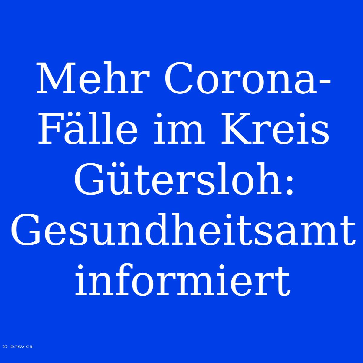 Mehr Corona-Fälle Im Kreis Gütersloh: Gesundheitsamt Informiert