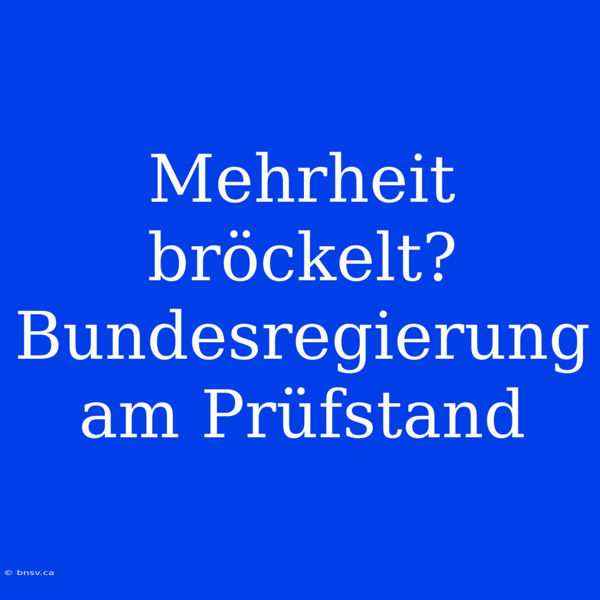 Mehrheit Bröckelt?  Bundesregierung Am Prüfstand