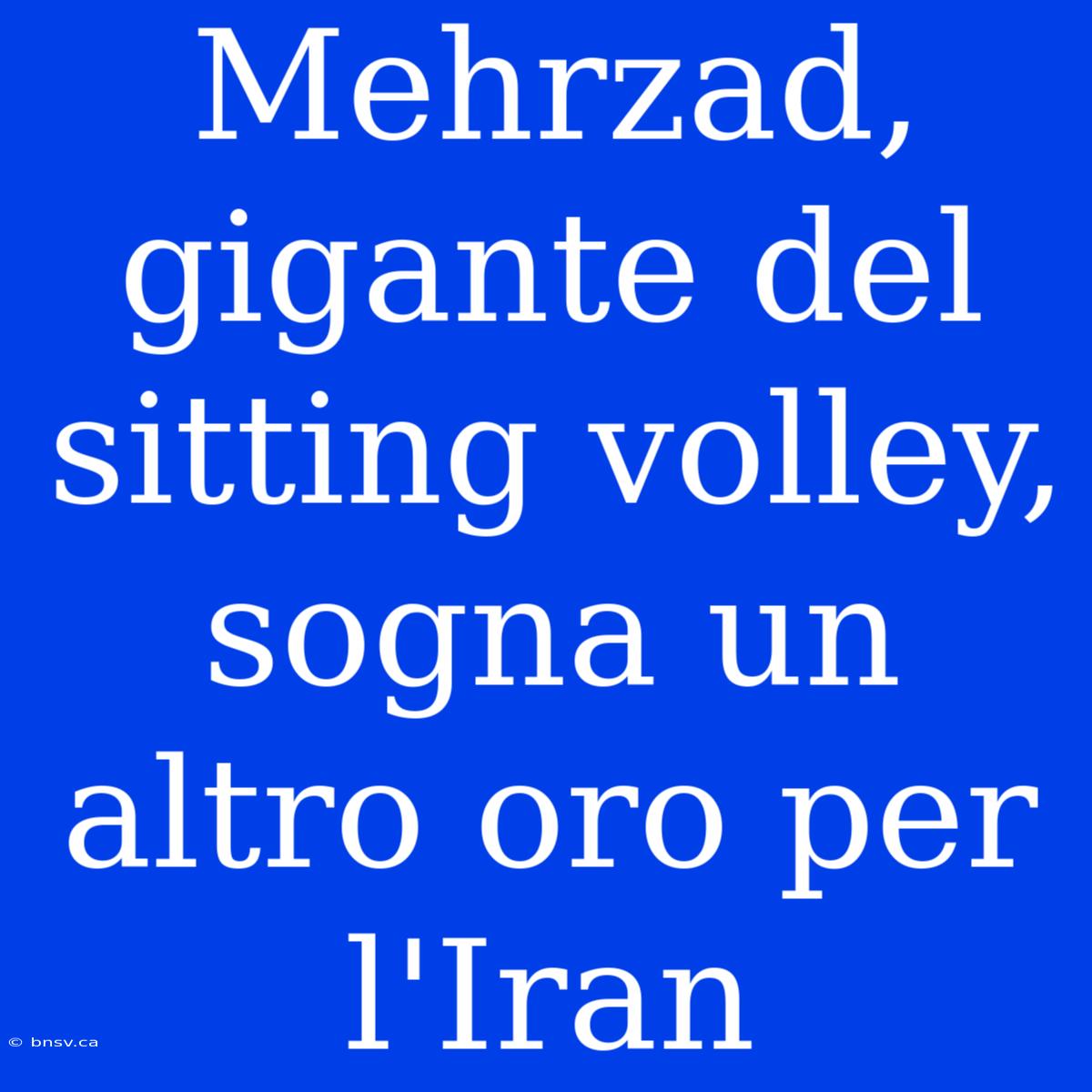 Mehrzad, Gigante Del Sitting Volley, Sogna Un Altro Oro Per L'Iran