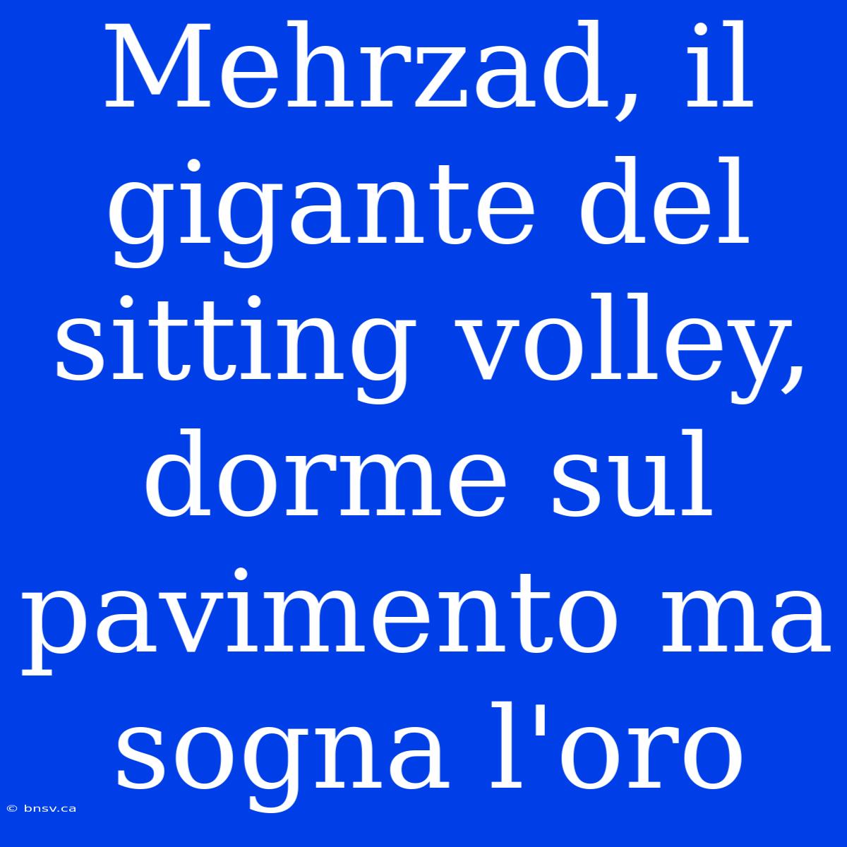 Mehrzad, Il Gigante Del Sitting Volley, Dorme Sul Pavimento Ma Sogna L'oro