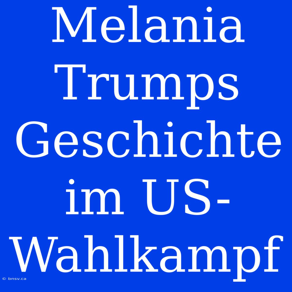 Melania Trumps Geschichte Im US-Wahlkampf