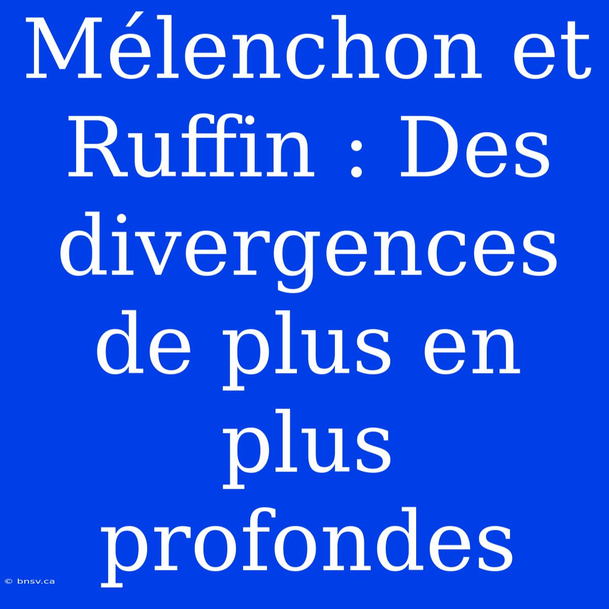 Mélenchon Et Ruffin : Des Divergences De Plus En Plus Profondes