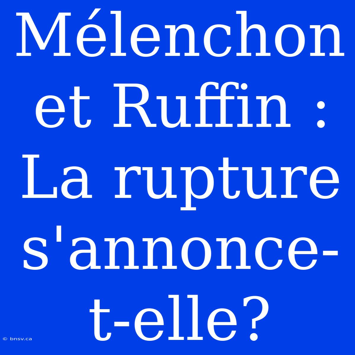 Mélenchon Et Ruffin : La Rupture S'annonce-t-elle?