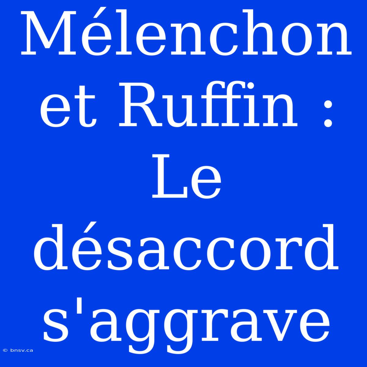 Mélenchon Et Ruffin : Le Désaccord S'aggrave