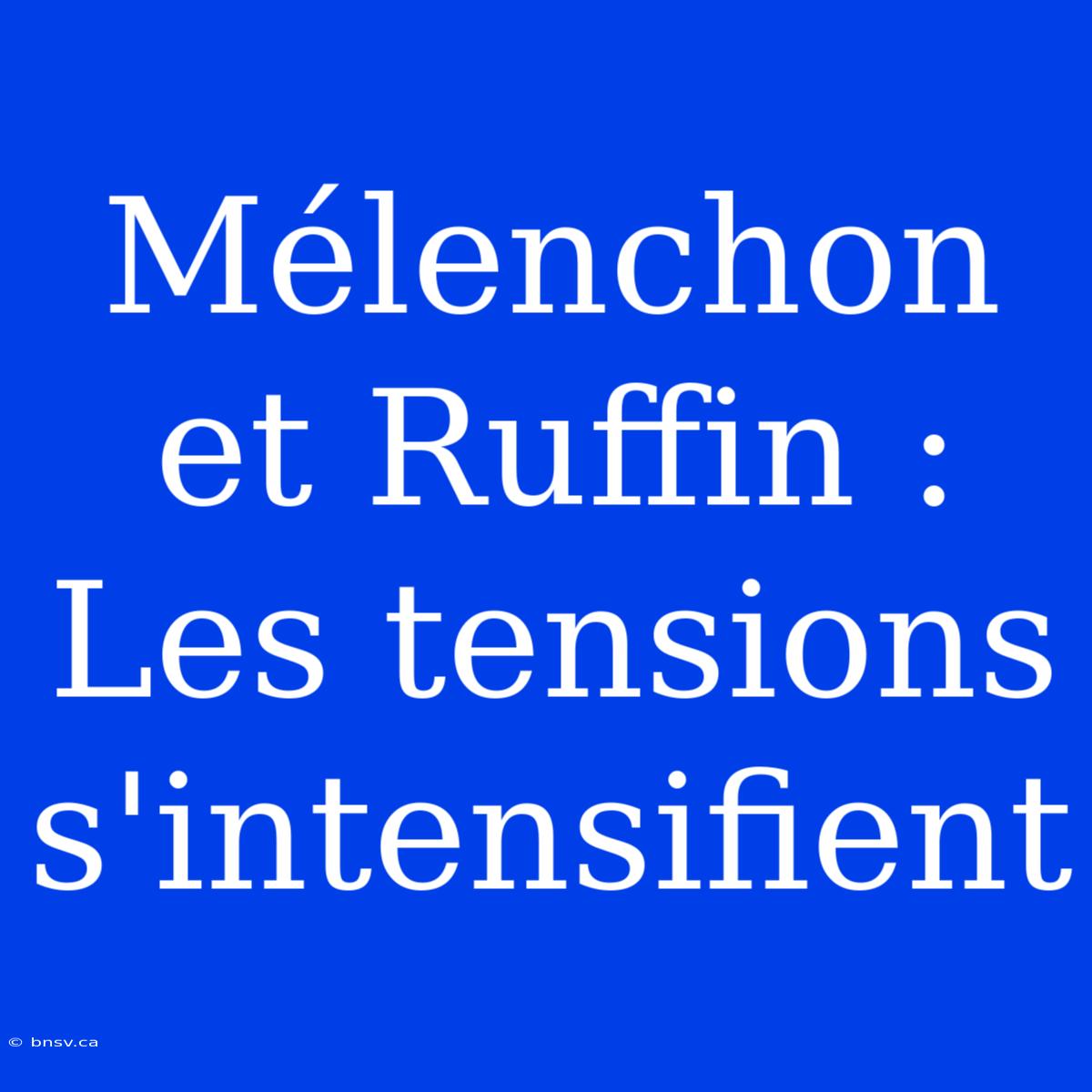 Mélenchon Et Ruffin : Les Tensions S'intensifient