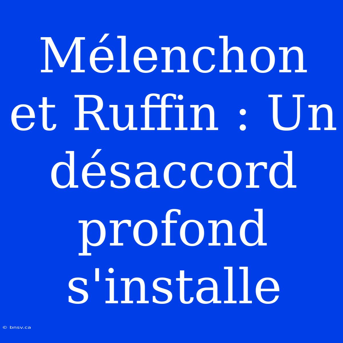 Mélenchon Et Ruffin : Un Désaccord Profond S'installe