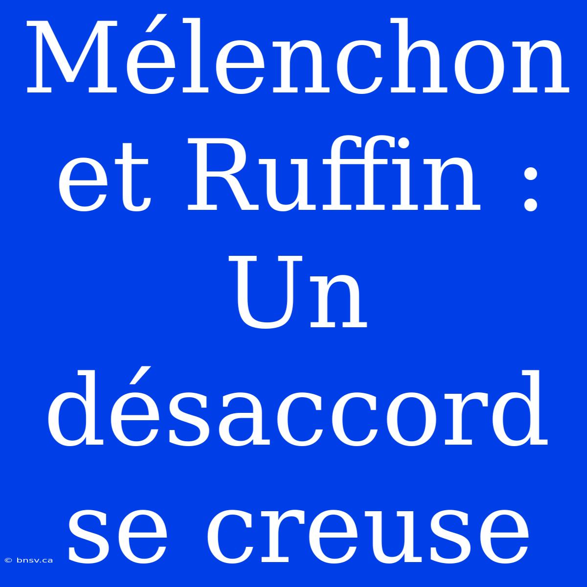 Mélenchon Et Ruffin : Un Désaccord Se Creuse