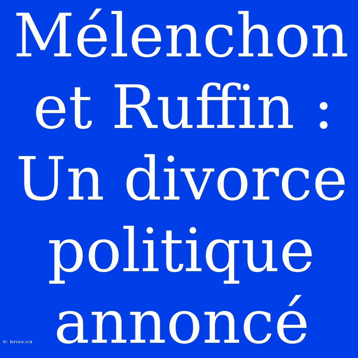 Mélenchon Et Ruffin : Un Divorce Politique Annoncé