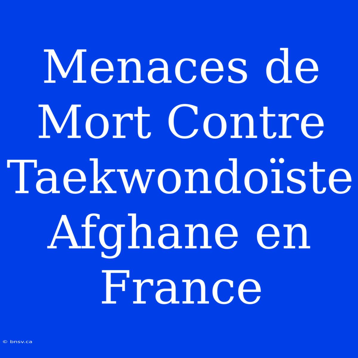 Menaces De Mort Contre Taekwondoïste Afghane En France