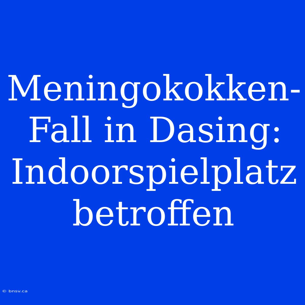 Meningokokken-Fall In Dasing: Indoorspielplatz Betroffen