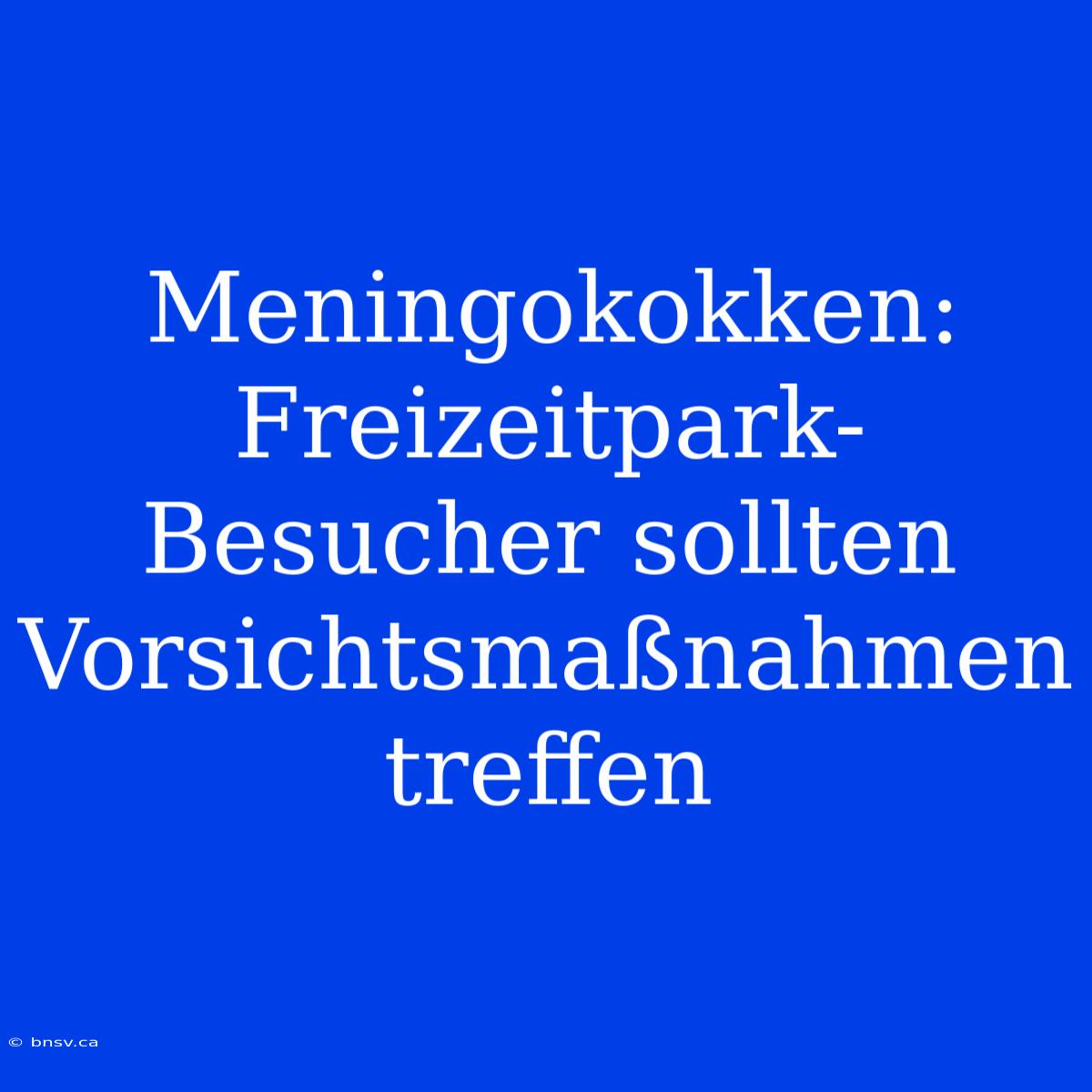 Meningokokken: Freizeitpark-Besucher Sollten Vorsichtsmaßnahmen Treffen