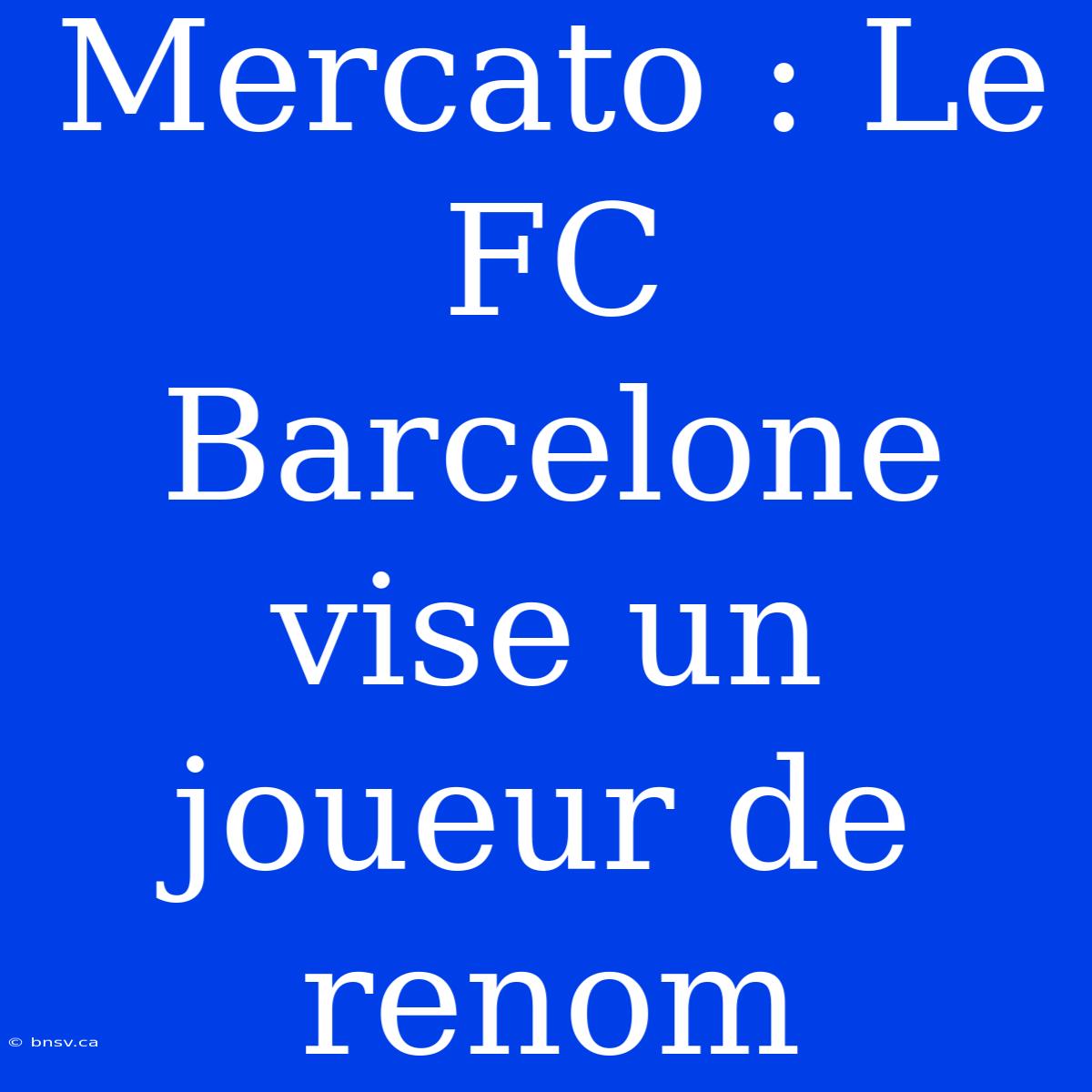 Mercato : Le FC Barcelone Vise Un Joueur De Renom