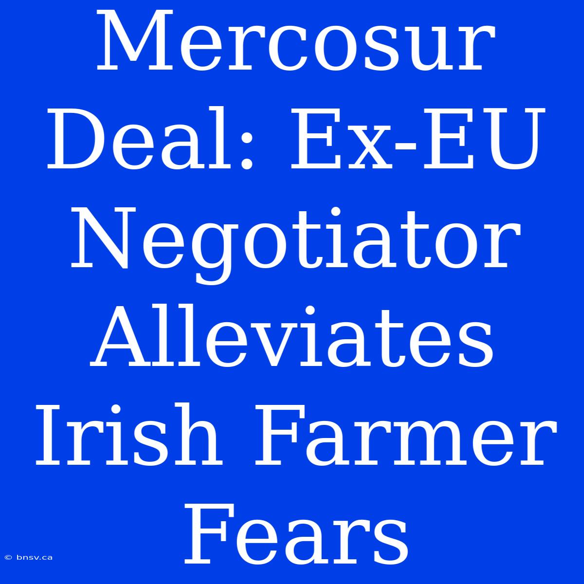 Mercosur Deal: Ex-EU Negotiator Alleviates Irish Farmer Fears