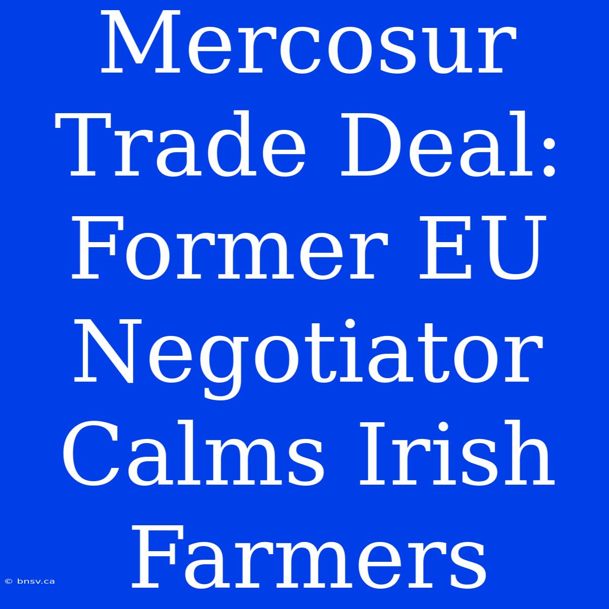 Mercosur Trade Deal: Former EU Negotiator Calms Irish Farmers