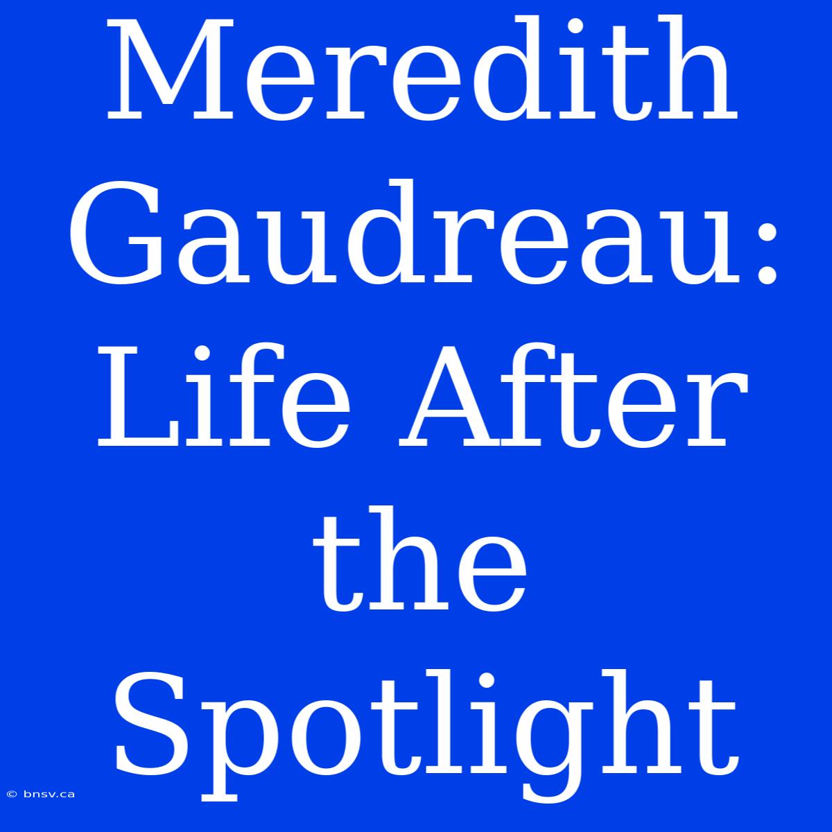 Meredith Gaudreau:  Life After The Spotlight