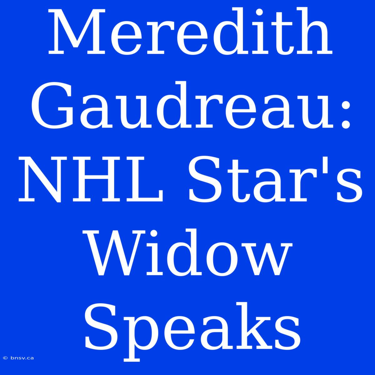 Meredith Gaudreau:  NHL Star's Widow Speaks