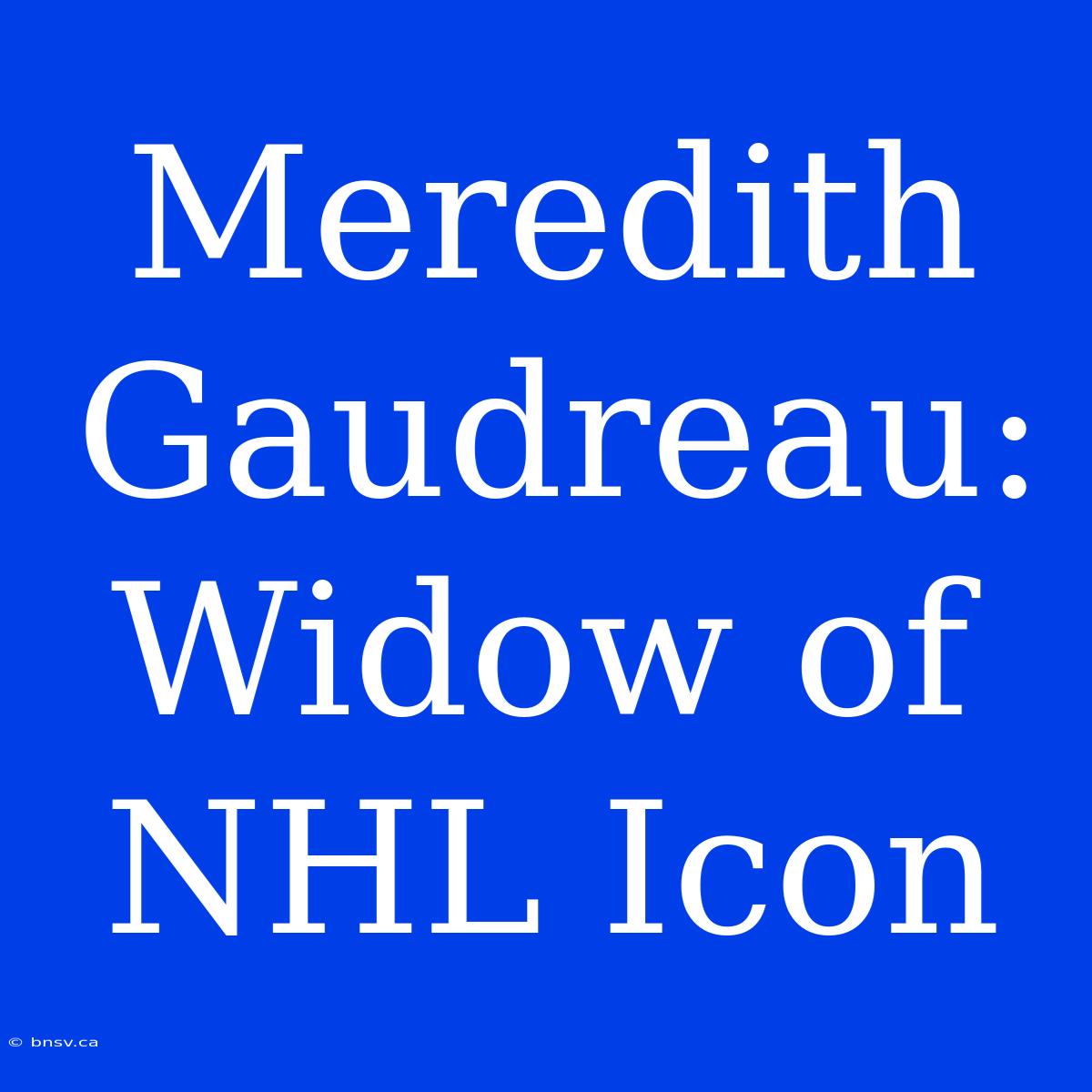 Meredith Gaudreau: Widow Of NHL Icon