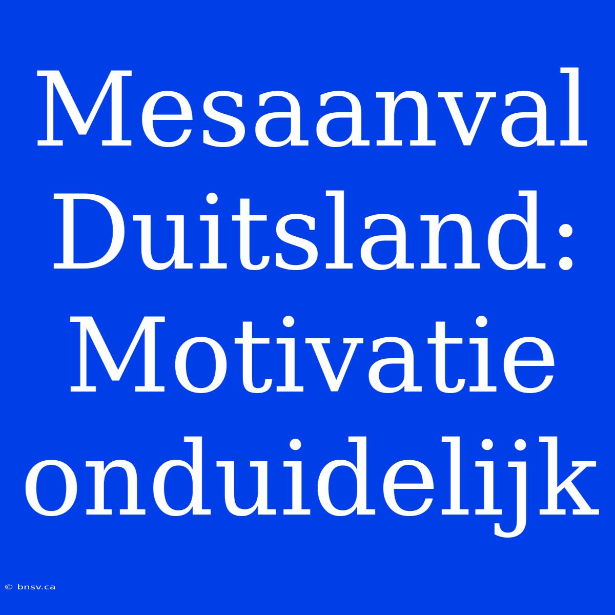 Mesaanval Duitsland: Motivatie Onduidelijk