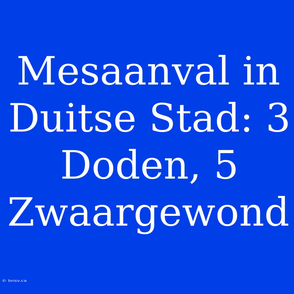 Mesaanval In Duitse Stad: 3 Doden, 5 Zwaargewond