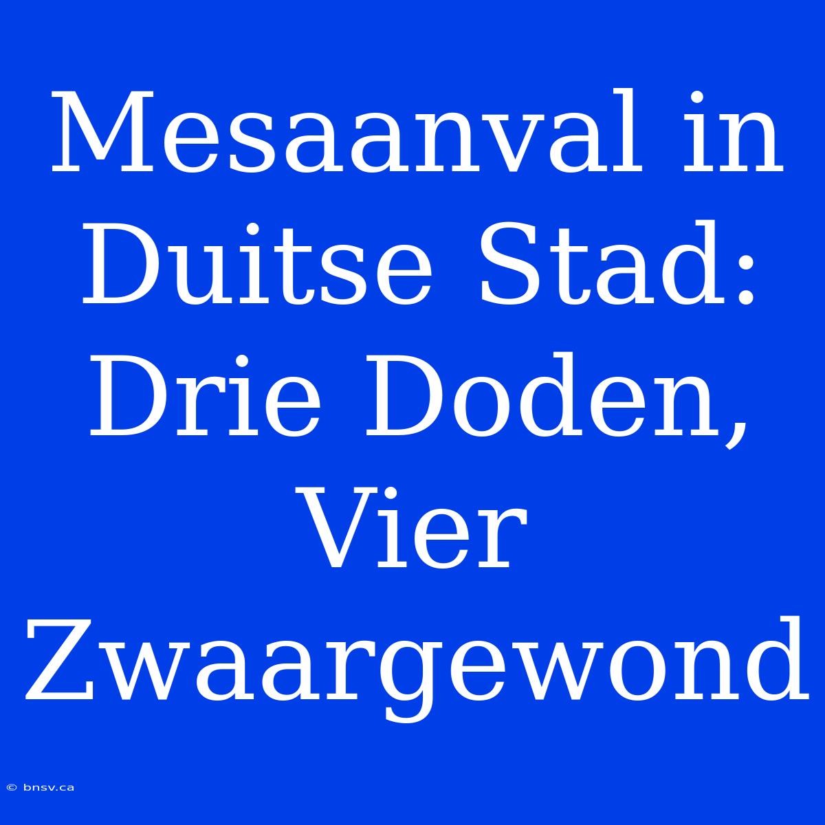 Mesaanval In Duitse Stad: Drie Doden, Vier Zwaargewond