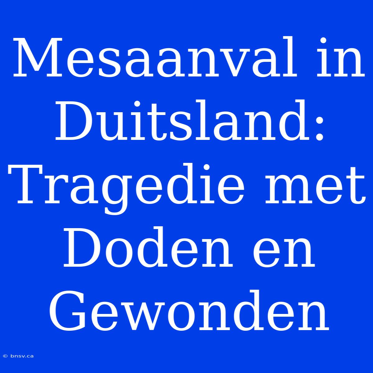 Mesaanval In Duitsland: Tragedie Met Doden En Gewonden