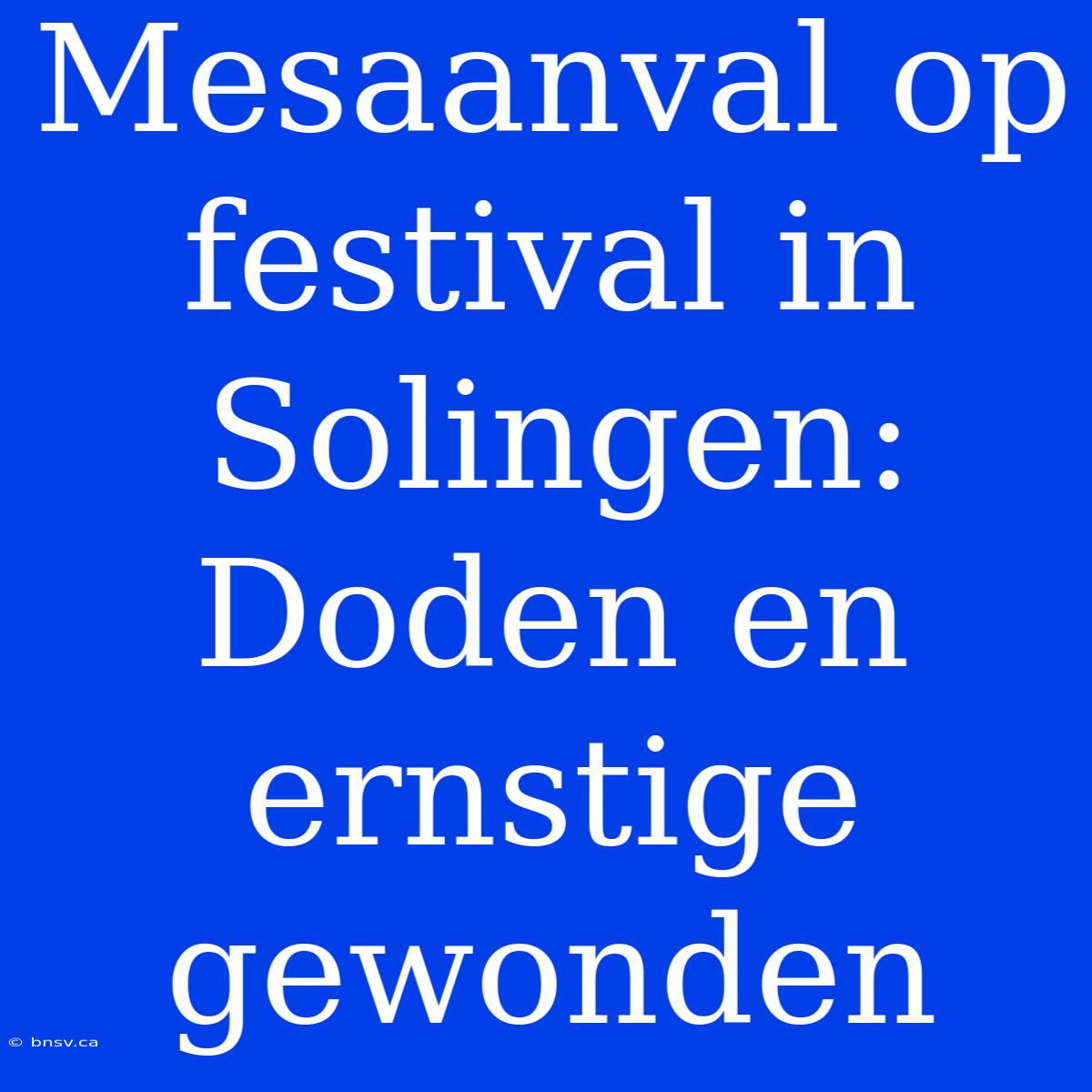 Mesaanval Op Festival In Solingen: Doden En Ernstige Gewonden