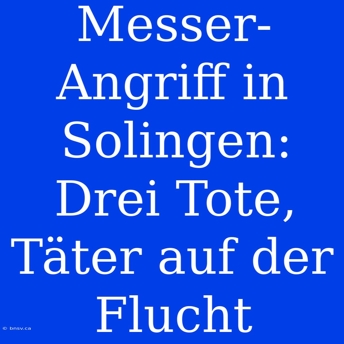 Messer-Angriff In Solingen: Drei Tote, Täter Auf Der Flucht