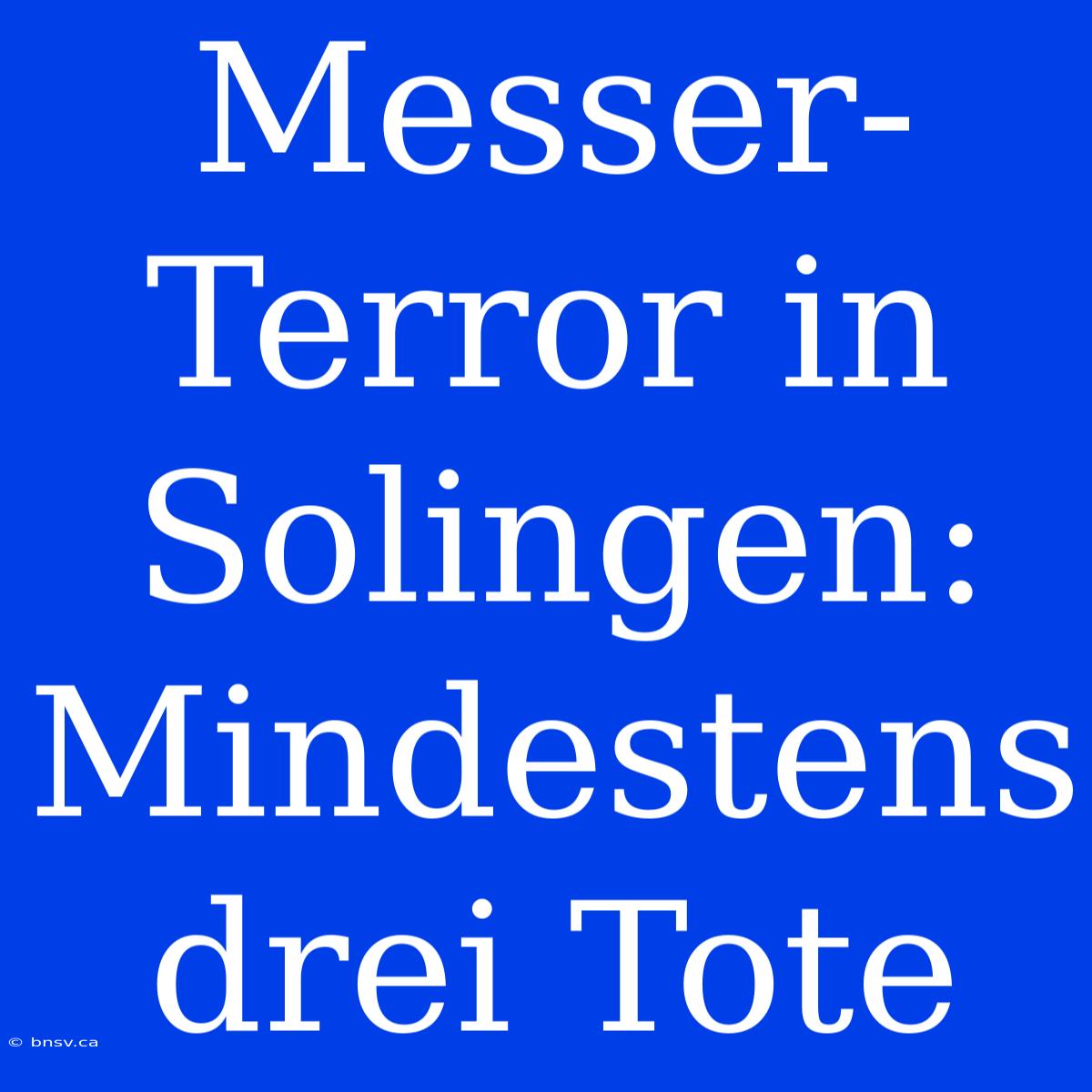 Messer-Terror In Solingen: Mindestens Drei Tote