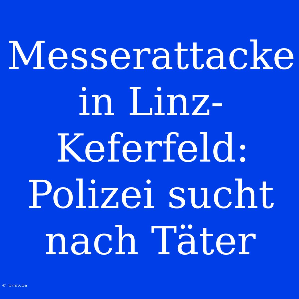 Messerattacke In Linz-Keferfeld: Polizei Sucht Nach Täter