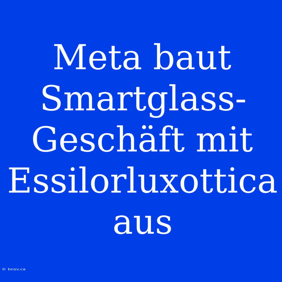 Meta Baut Smartglass-Geschäft Mit Essilorluxottica Aus