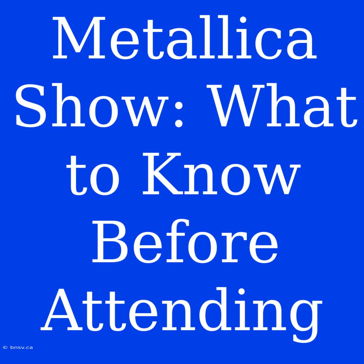 Metallica Show: What To Know Before Attending