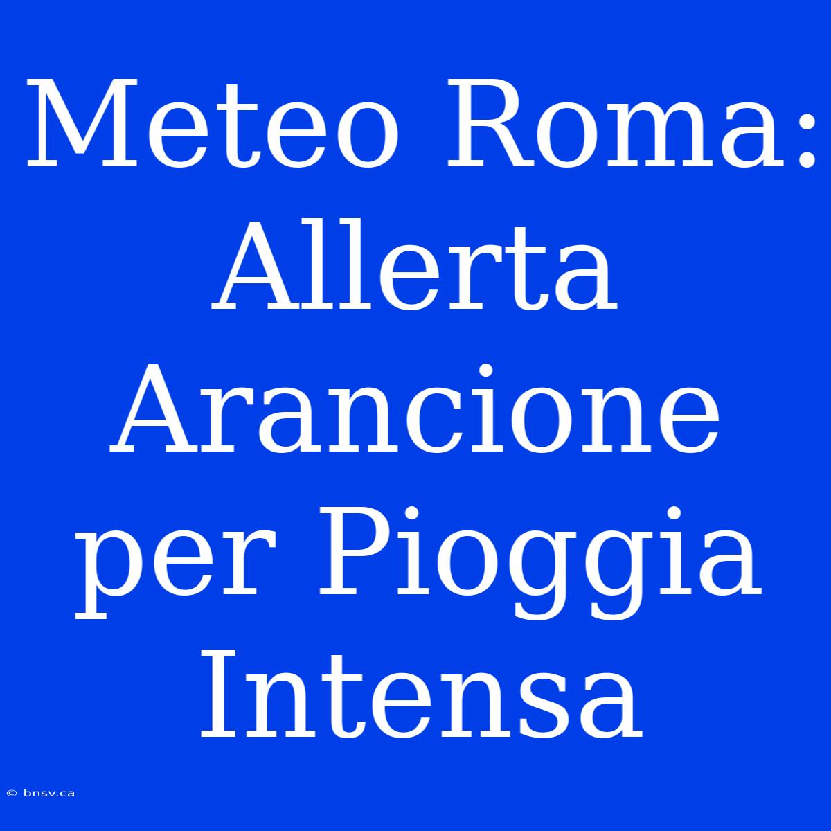 Meteo Roma: Allerta Arancione Per Pioggia Intensa