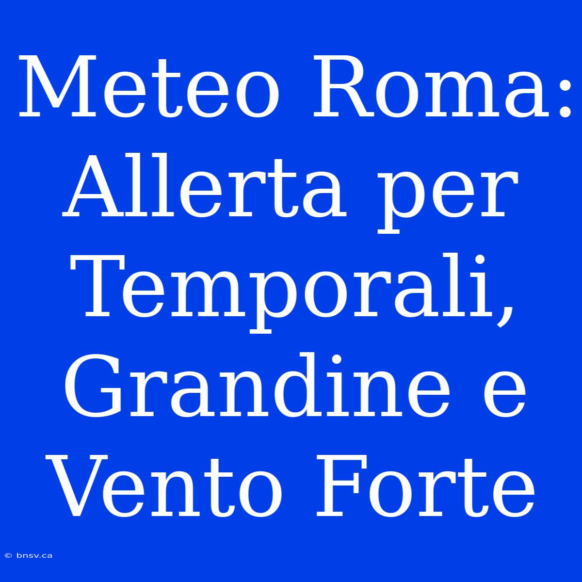 Meteo Roma: Allerta Per Temporali, Grandine E Vento Forte