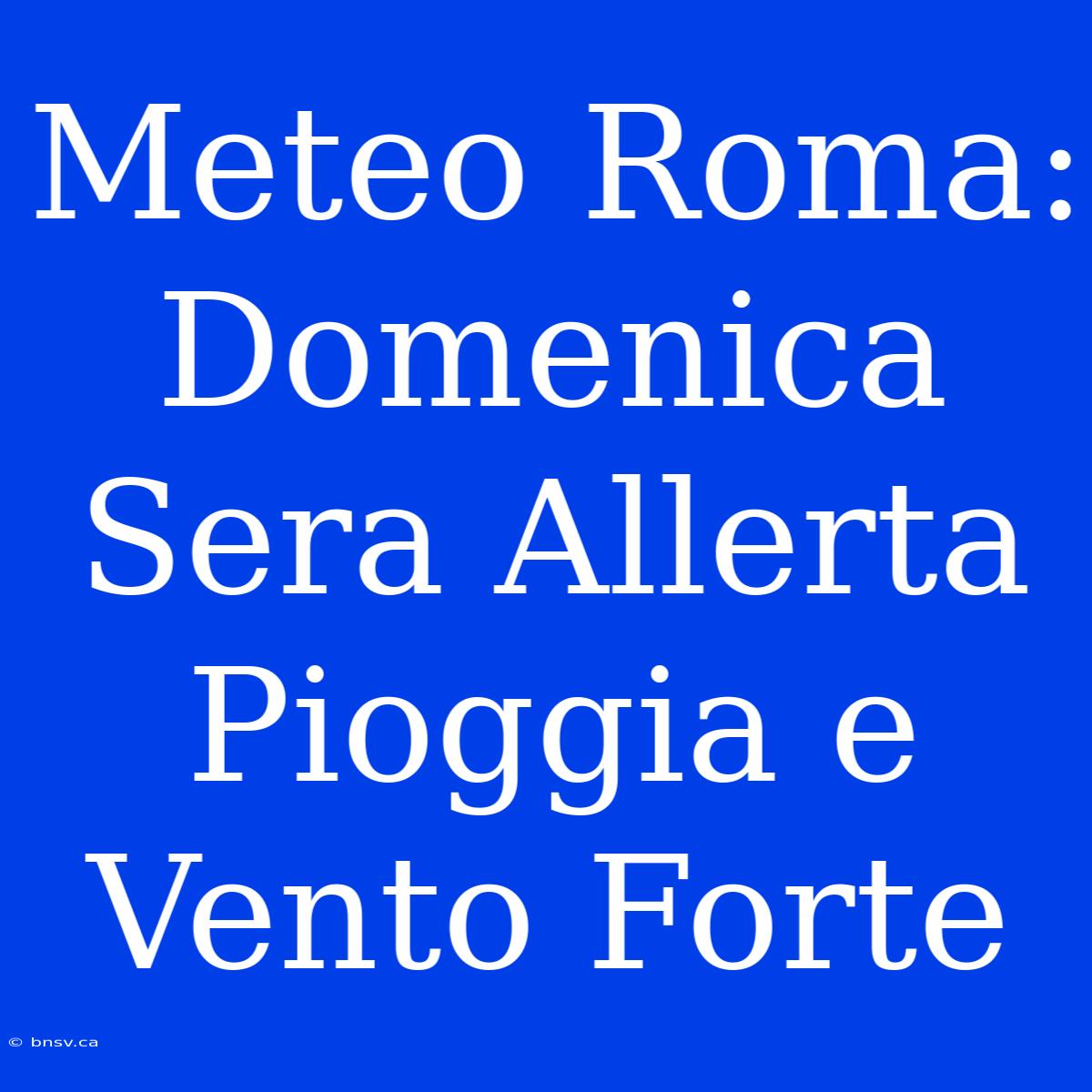 Meteo Roma: Domenica Sera Allerta Pioggia E Vento Forte