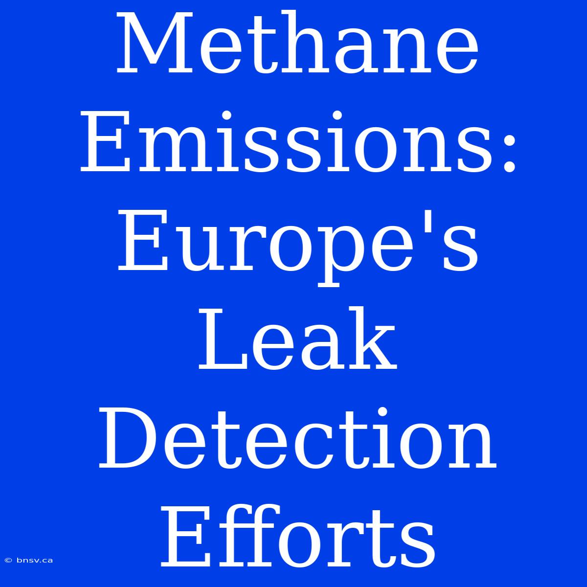 Methane Emissions:  Europe's Leak Detection Efforts