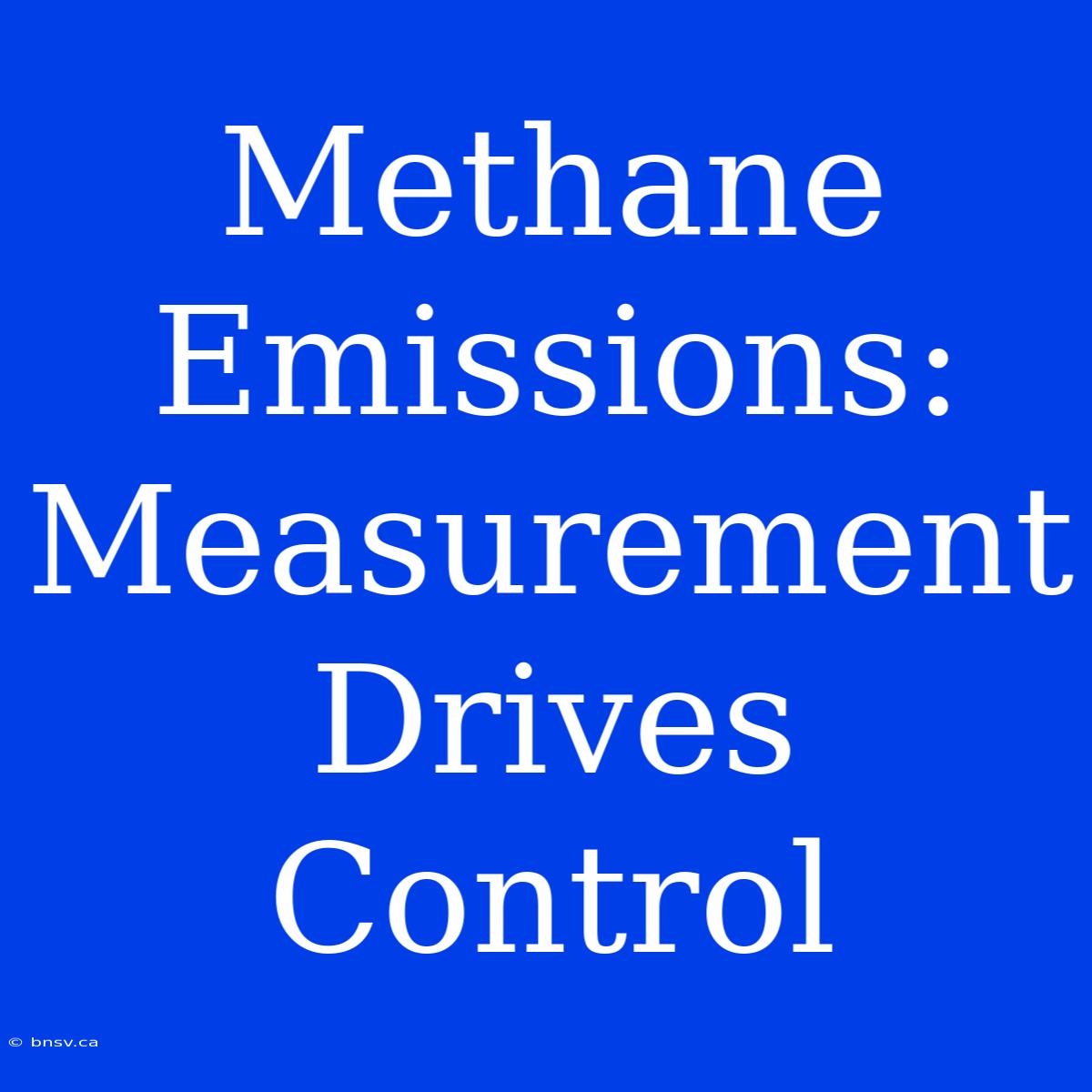 Methane Emissions:  Measurement Drives Control