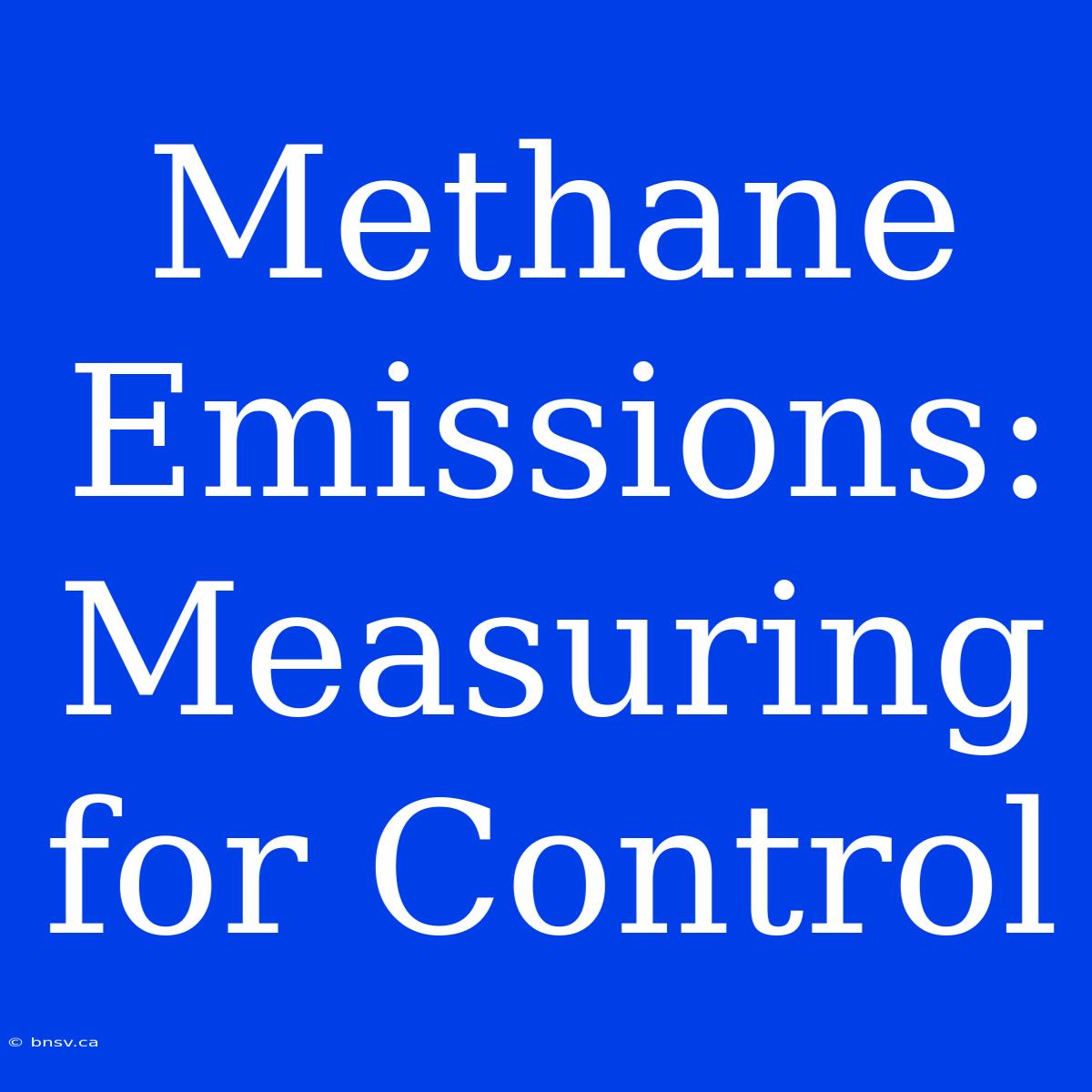 Methane Emissions: Measuring For Control