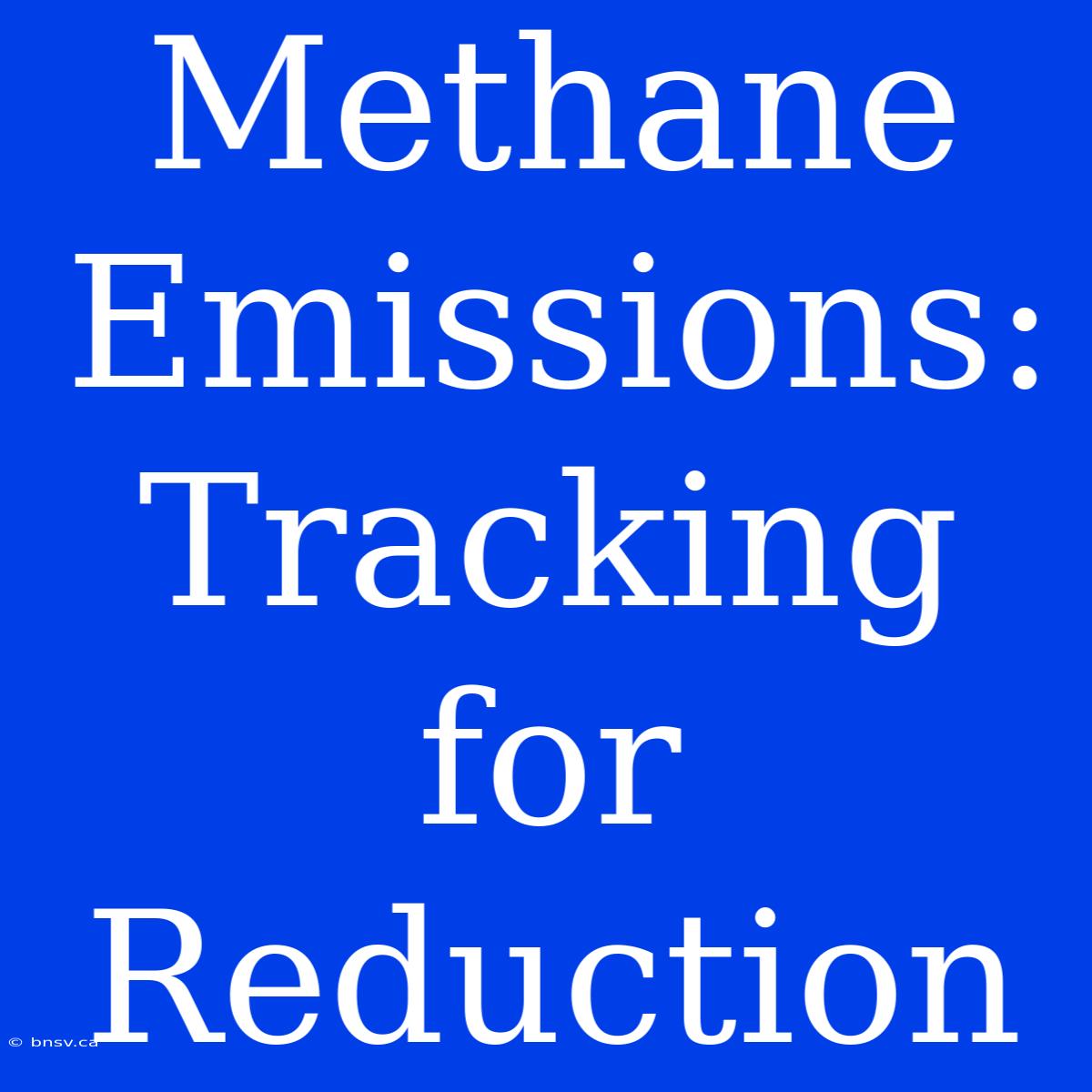 Methane Emissions:  Tracking For Reduction