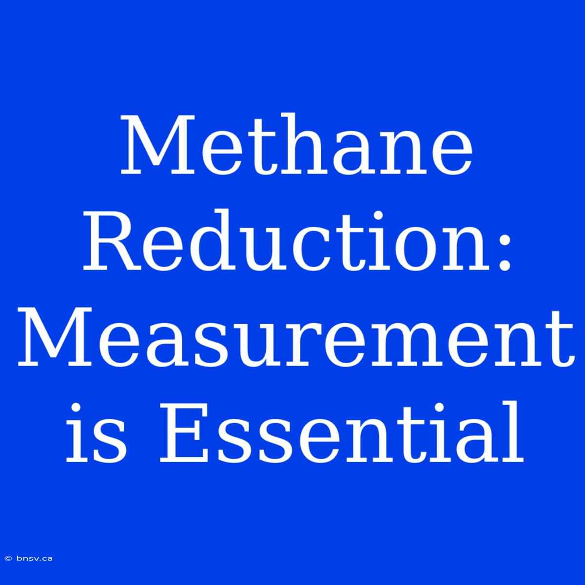 Methane Reduction:  Measurement Is Essential