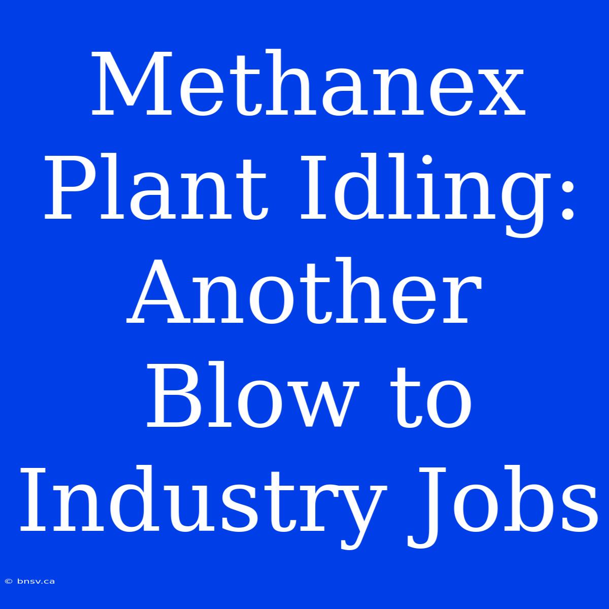 Methanex Plant Idling: Another Blow To Industry Jobs